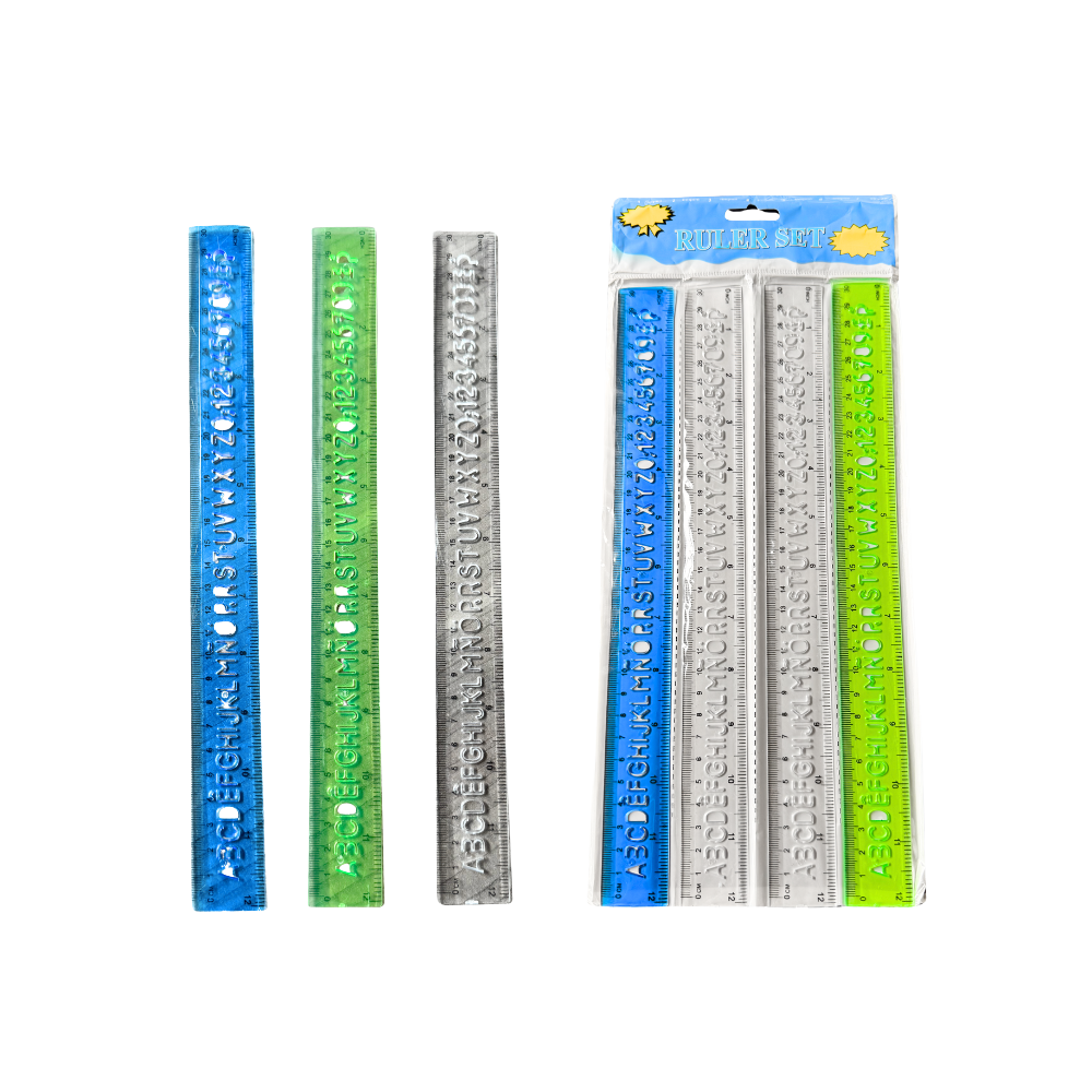 Set 4 reglas multicolor 30cm flexible C/1 set