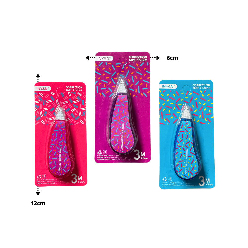 Corrector en cinta decorado en blister individual C/48 piezas