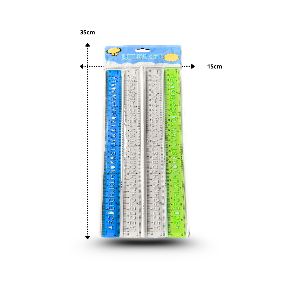 Set 4 reglas multicolor 30cm flexible C/1 set