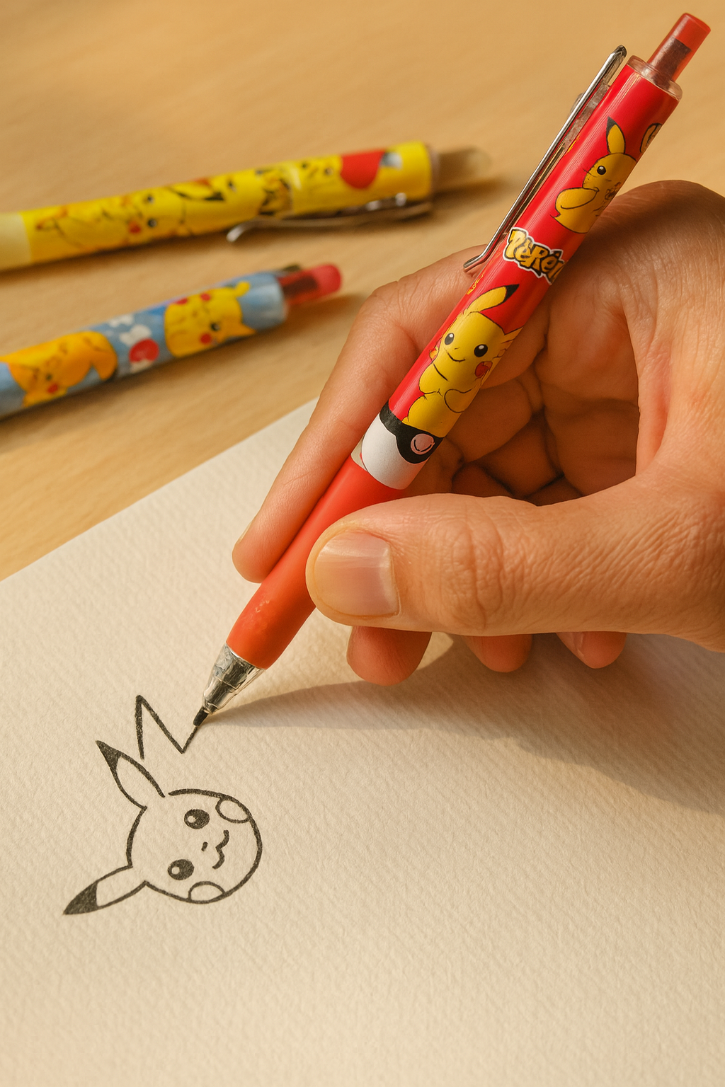 Pluma click pikachu C/6 plumas $4.00 c/u