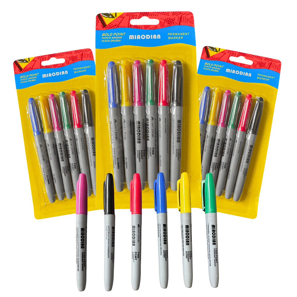 Plumon marcador permanente blister 6 piezas C/1 blister