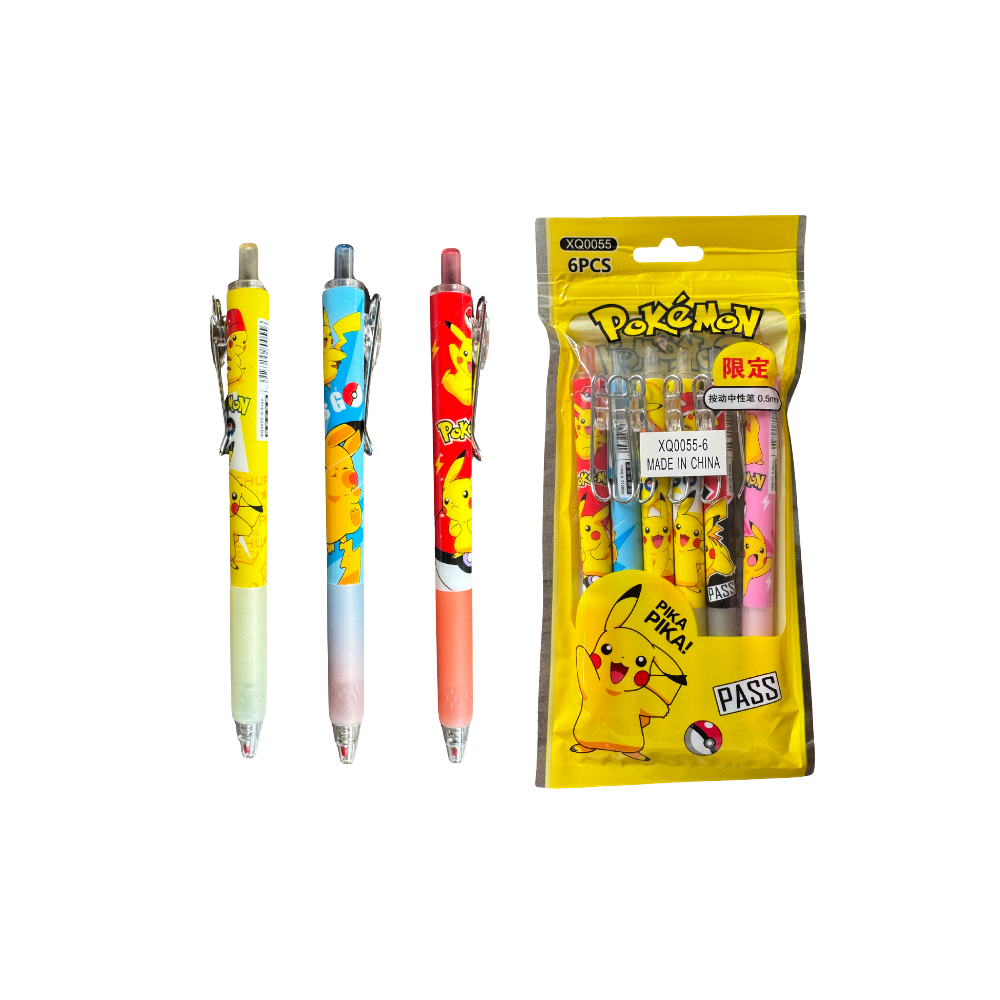 Pluma click pikachu C/6 plumas $4.00 c/u